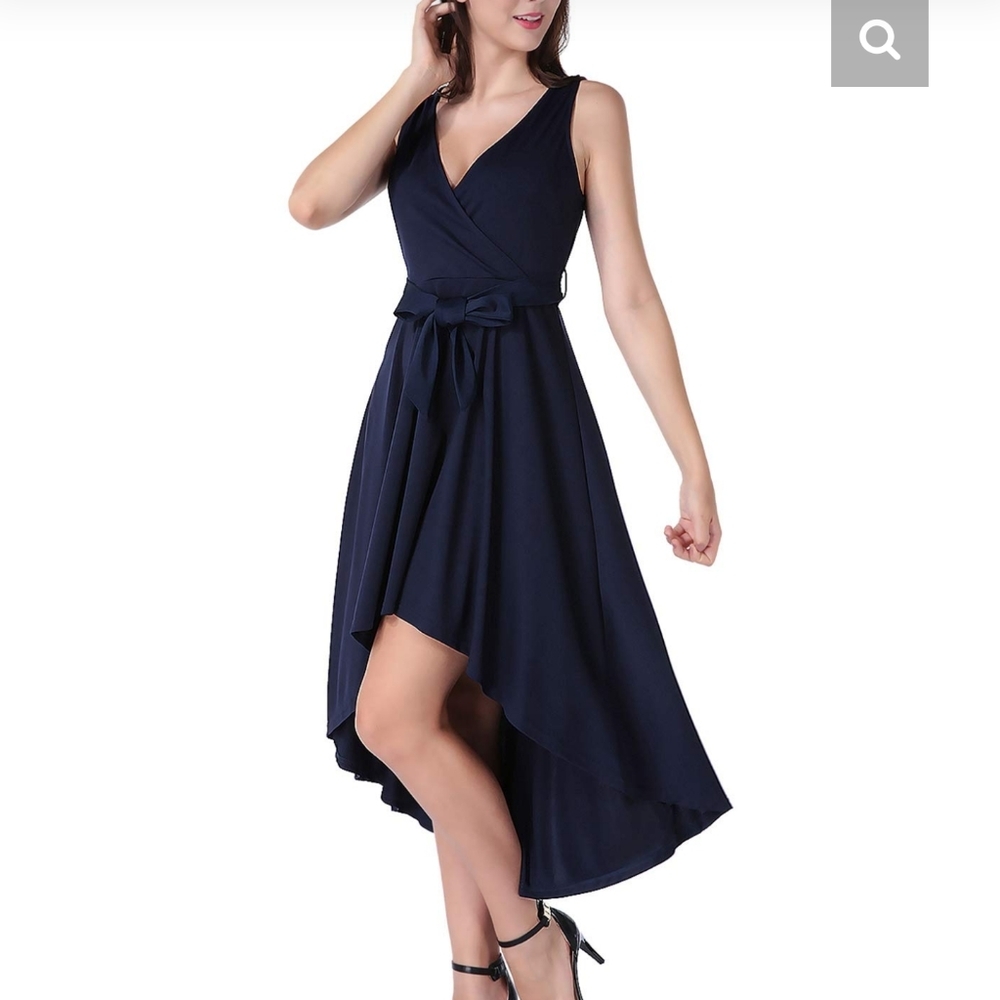 NWT Vintage inspired Tie Front Navy Party Dress - Picture 3 of 7